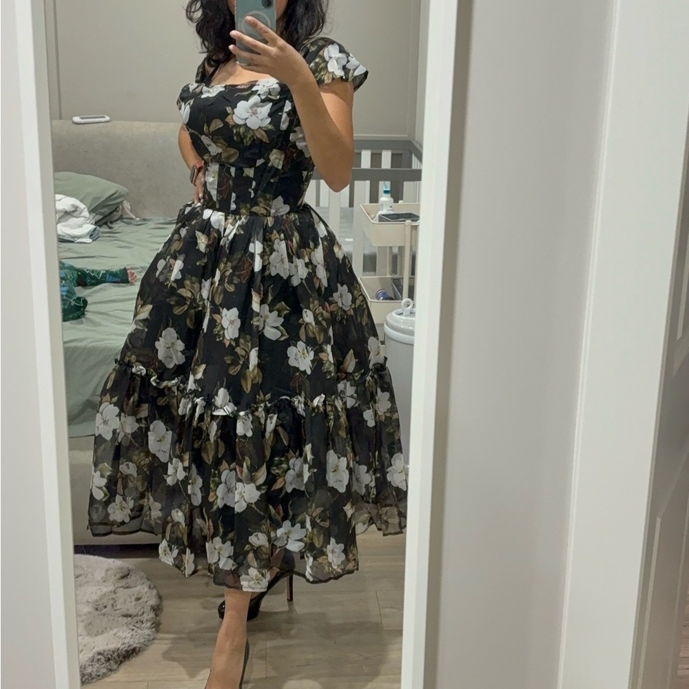 Floral Black Dress